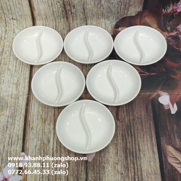chén chấm 2 ngăn sứ Minh Long - chén chấm 2 ngăn Minh Long