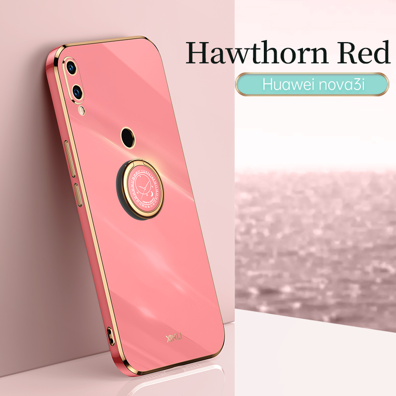 COD Plating Silicone Phone FOR Huawei Nova 3I Case Huawei Nova3I Deluxe Fall Protection with Metal Ring Holder