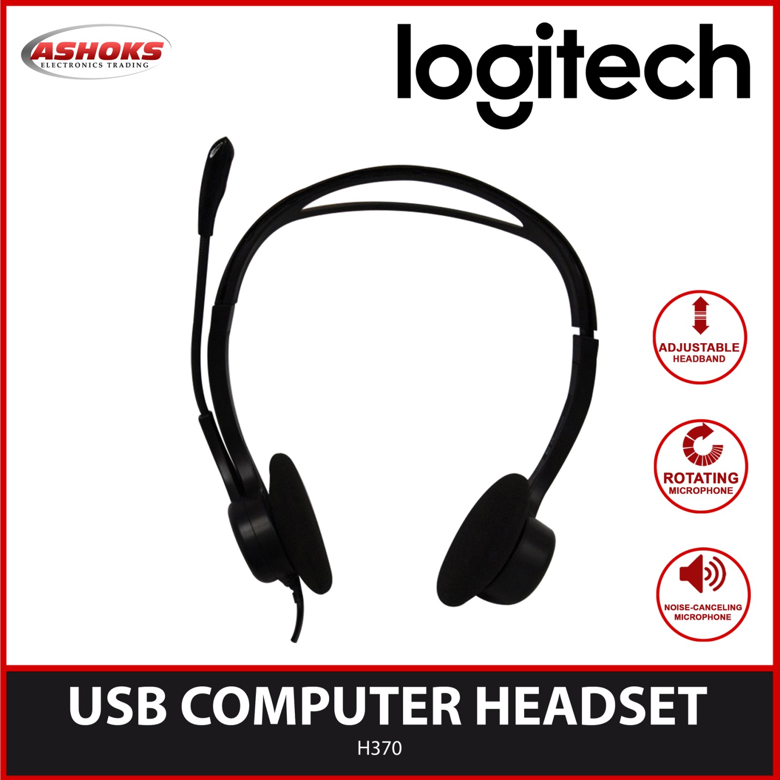 Logitech H370 USB Headset / Digital Sound Quality / USB Headset