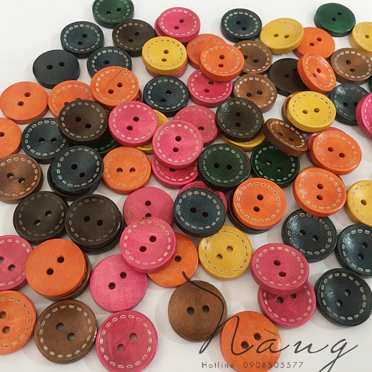 Set 50 Nút Gỗ Tự Nhiên Nút Gỗ Màu (20mm) - Mẫu 2
