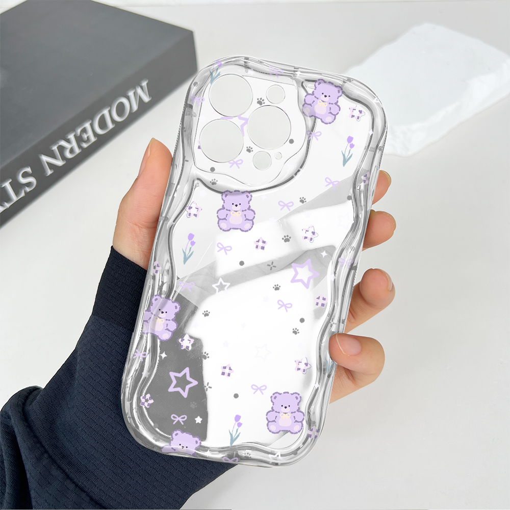 Hontinga for Redmi 9C 10A Back Cover Star Bear Phone Case Texture Wavy Edge Soft Mobile Cover. 