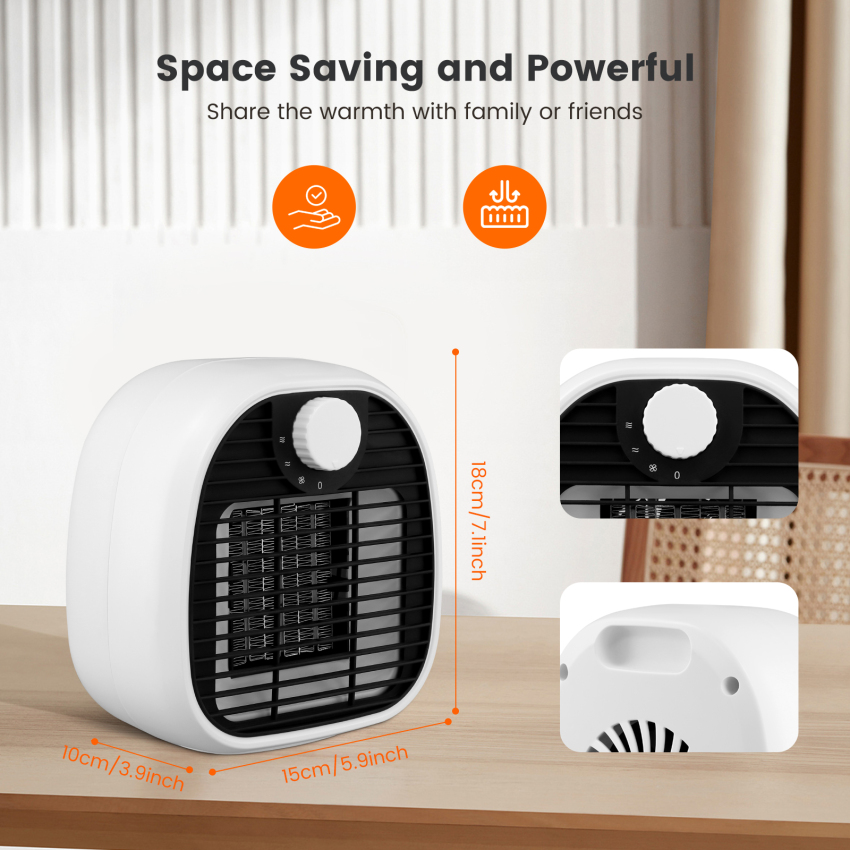 Electric Fan Heater Mini Fan Heater,1000Watt Three Level Adjustment