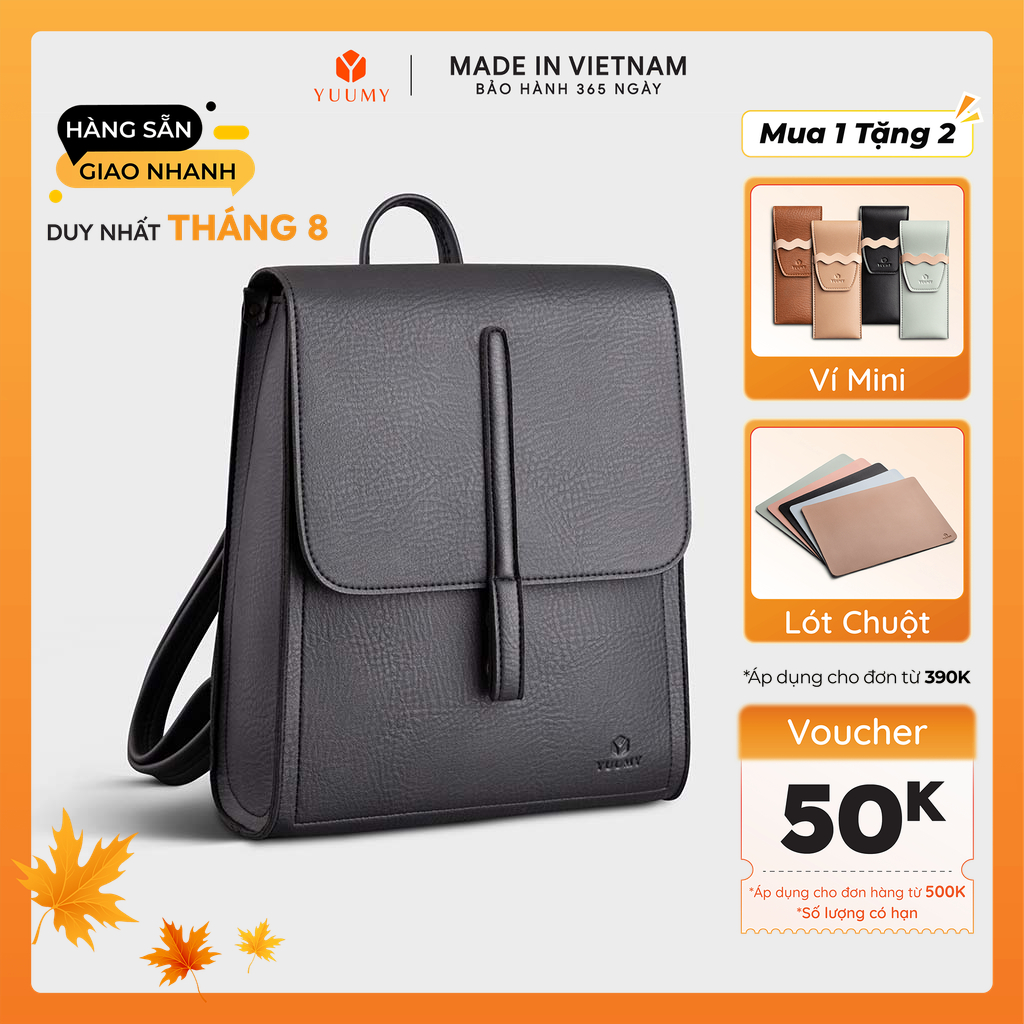 Balo Yuumy (Thời trang nữ nắp gập tiện lợi cỡ trung - Balo da Seasand YBA71)