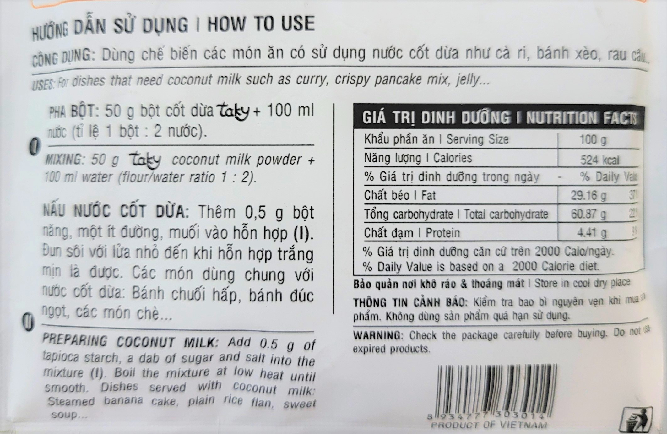 [Gói nhỏ 50g] BỘT CỐT DỪA [VN] TÀI KÝ Coconut Milk Powder