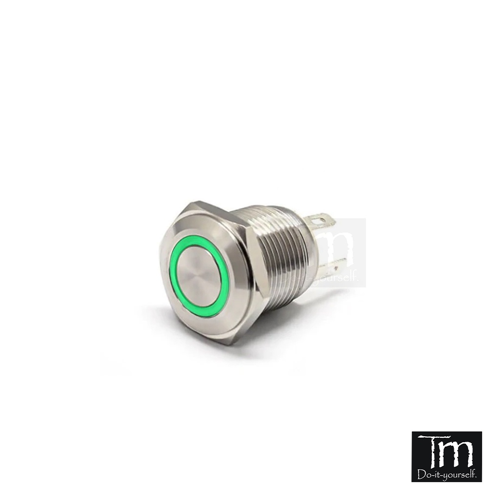 Nút Nhấn Có Đèn Kim Loại Chống Nước 16mm (Nhấn nhả + nhấn giữ)