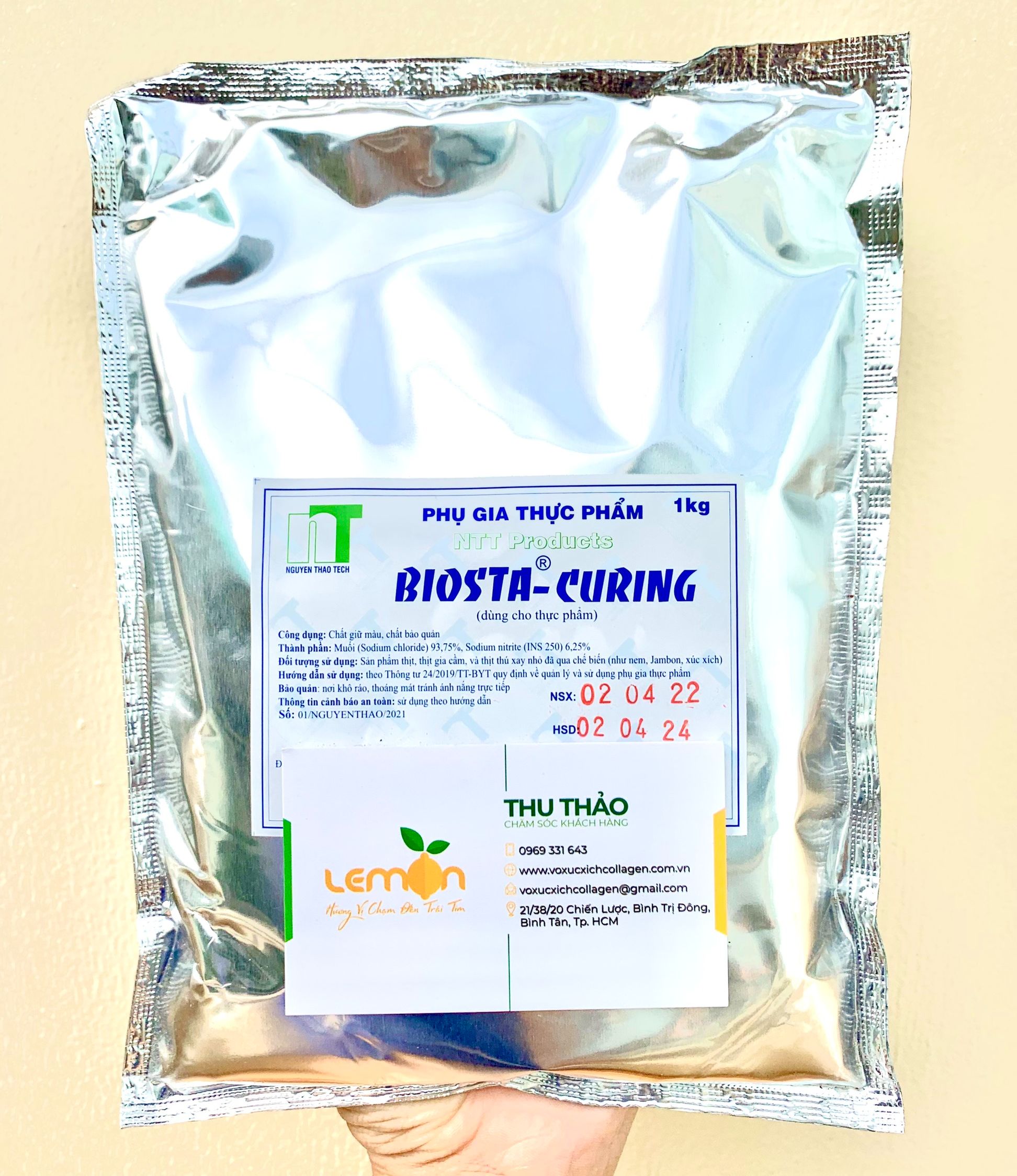 1kg Muối đỏ BIOSTA-CURING chuyên tạo màu, giữ màu cho lạp xưởng, xúc xích, giò chả, pate