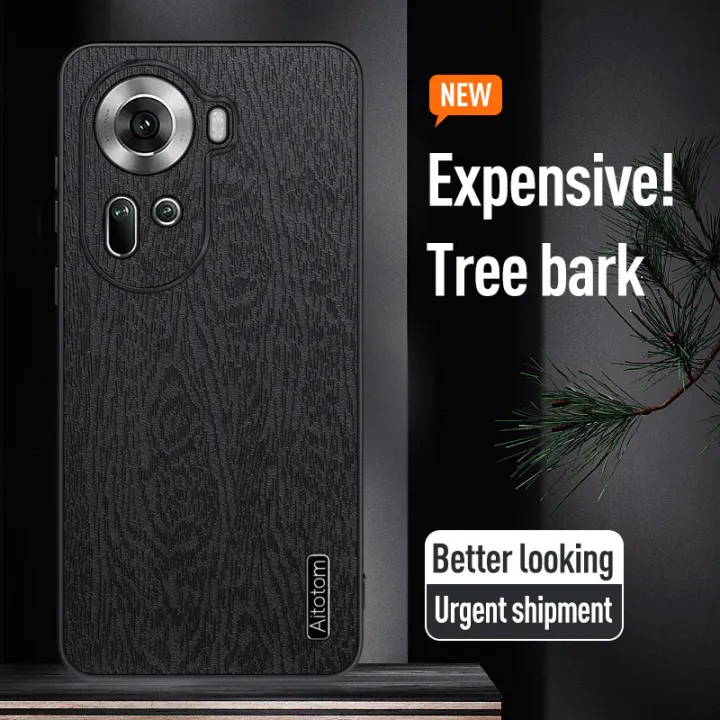 For OPPO A3 K12 K11 X A2 A97 A96 A93 A92 S A8 A78 A72 A58 A57 A55 A5 4G 5G Phone Case, Business High-end Tree Grain Leather Texture Silicone Cover