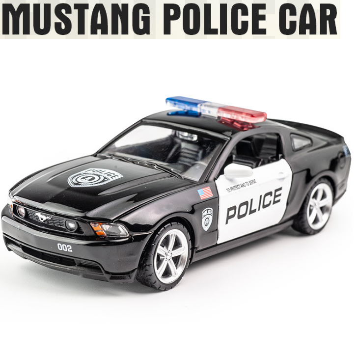 Đồ chơi trẻ em xe ô tô cảnh sát Ford Mustang GT bằng sắt có đèn và ...