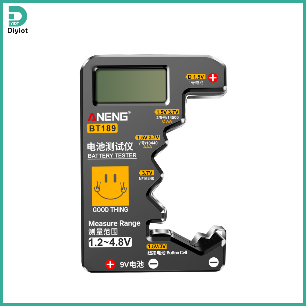 Diyiot ANENG BT189 Battery Tester LCD Display Universal Battery Checker for AA AAA 9V 1.5V/3V Button Cell Batteries