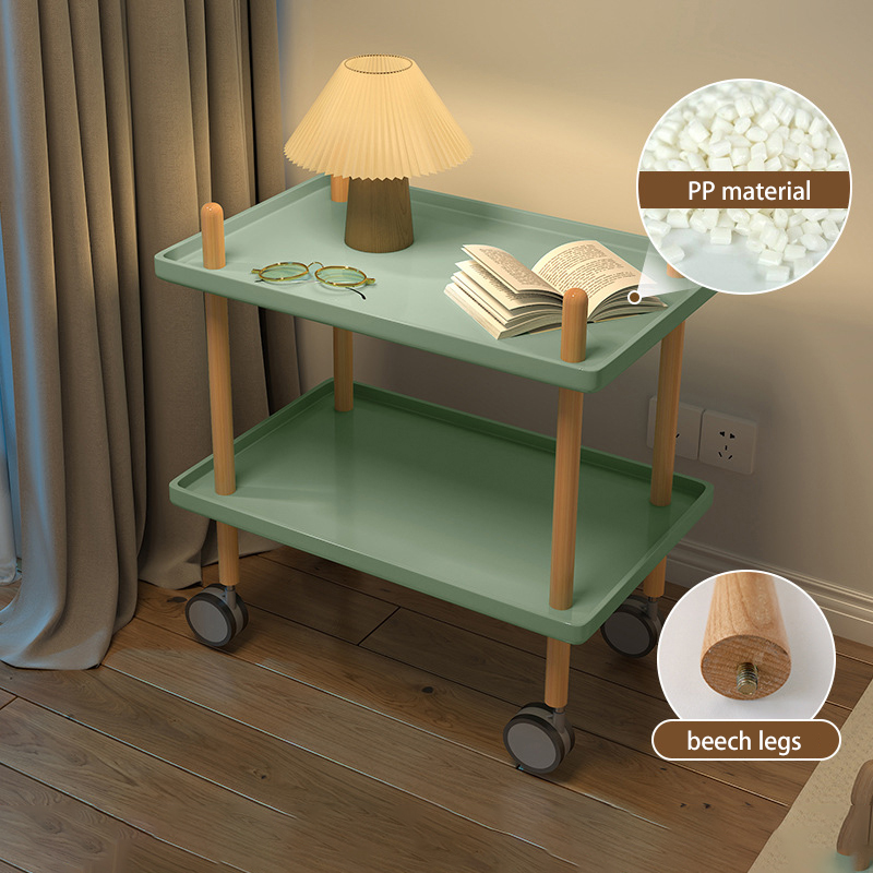 Danish small cart mobile sofa side bedside coffee table small table, bedside table simple mini solid wood side corner table