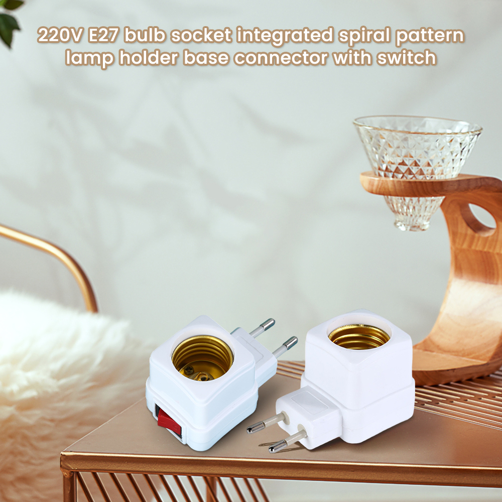 DIPPRUN 1 Pcs E27 LED Light Lamp Bulbs Socket Base Holder EU Plug Adapter ON/OFF Switch White