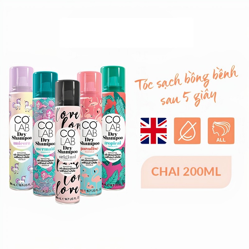 Dầu Gội Khô Colab Dry Shampoo 200ml