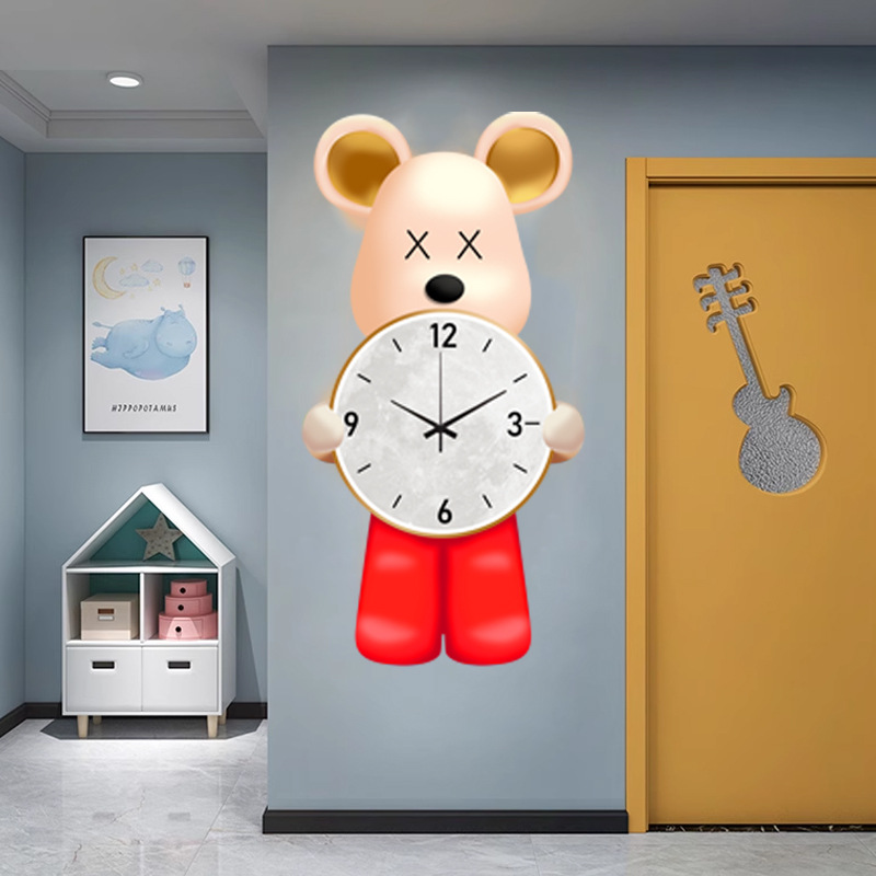 60cm 40cm đồng hồ treo tường đồng hồ phòng khách đồng hồ phòng ăn treo tường đơn giản sáng tạo năng động đồng hồ gấu im lặng