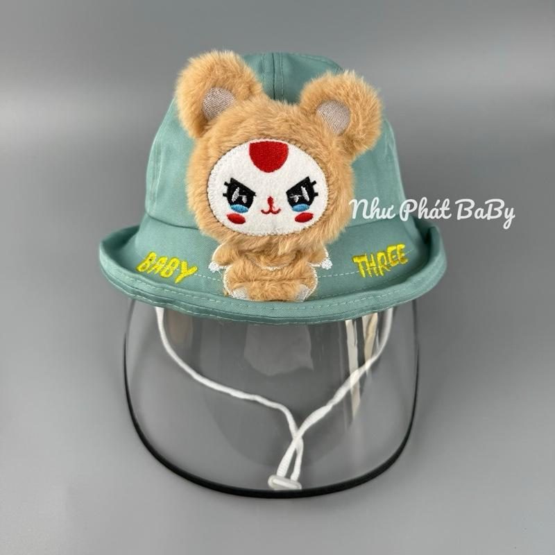 [Mũ nón trẻ em 2-4 tuổi ] Mũ vành BABY THREE tai ngắn ; nón bo có may kính chống dịch , chống bụi cho bé