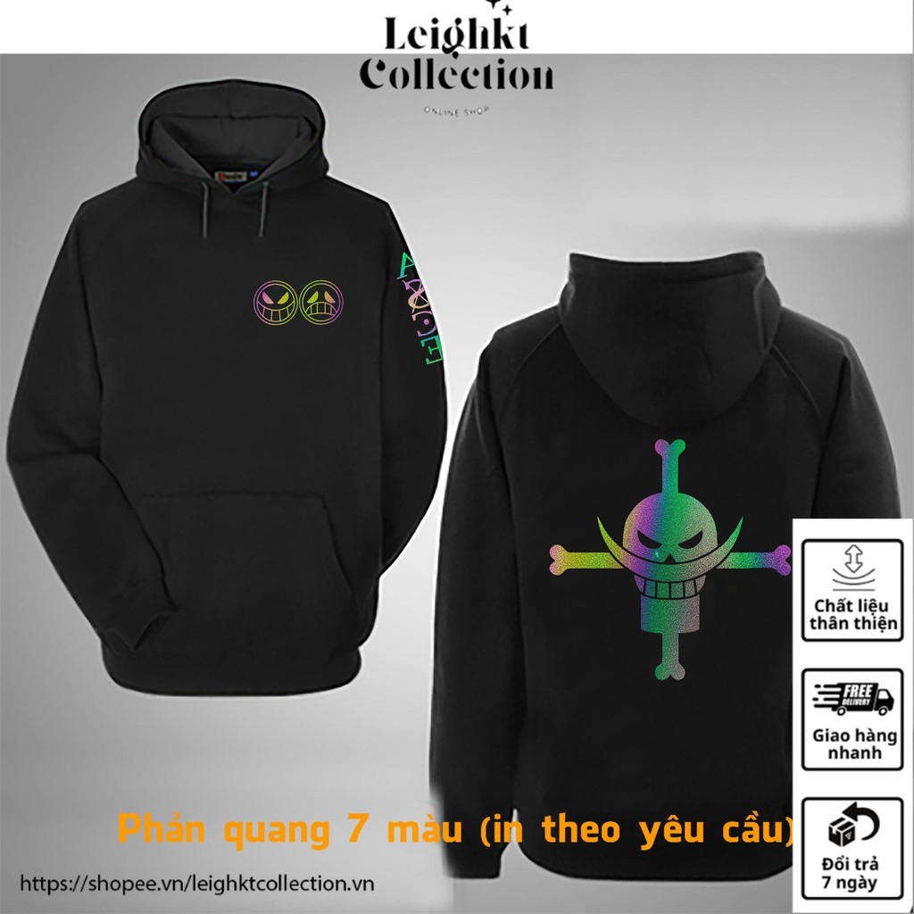 Áo hoodie one piece râu trắng phản quang chất nỉ bông cao cấp siêu ấm