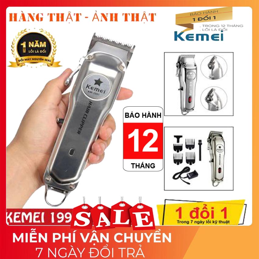 Tông đơ cắt tóc Kemei 1997 - Tăng đơ hớt tóc - Máy hớt tóc kèm bộ phụ kiện như hình