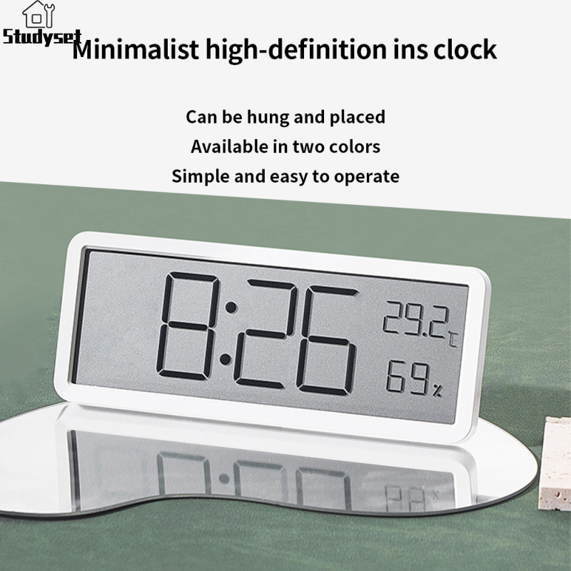 Studyset IN stock Digital Alarm Clock LCD Display Multifunctional Temperature Humidity Alarm Clock Ultra Thin Electronic Clock