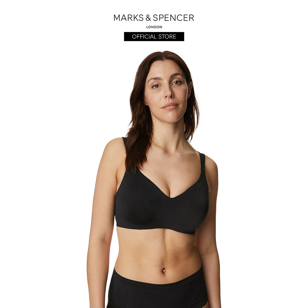 Marks & Spencer Womens Cotton Blend Wired & Non Padded Minimiser Bra Black  : : Fashion