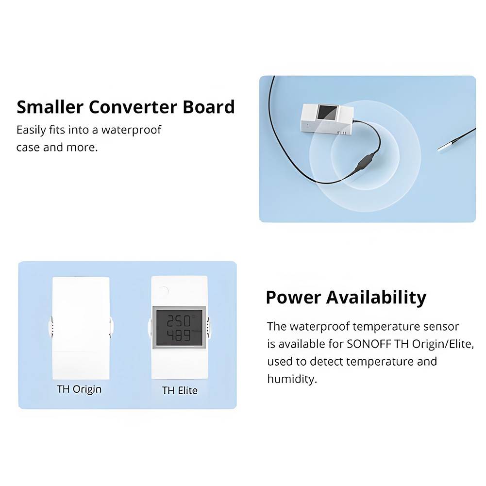 ROMAHOME SONOFF waterproof temperature sensor WTS01, waterproof temperature thermal probe detection sensor