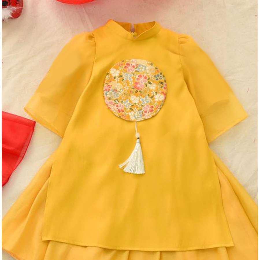 Sét áo dài cho bé gái, áo dài cách tân mộc khuê đủ size 2 3 4 5 6 7 8 9