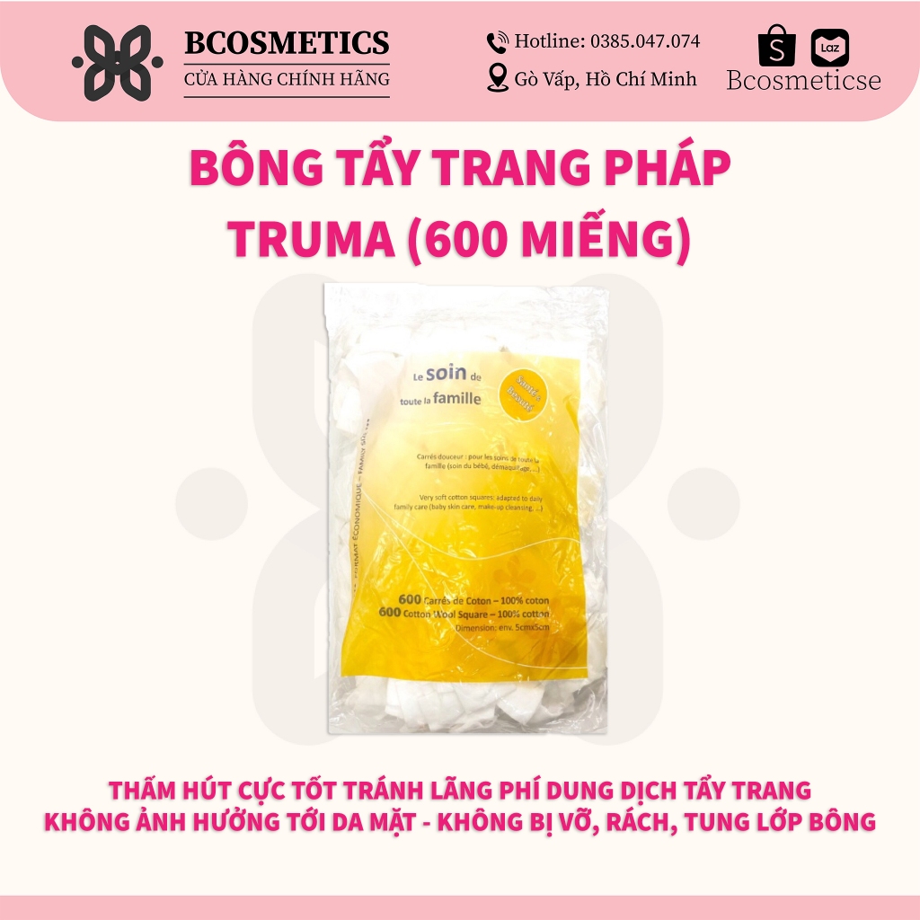 Bông tẩy trang truma 600m (600 miếng)