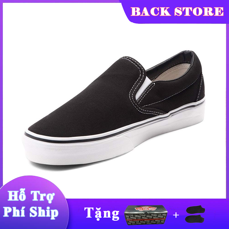 [HCM]Giày thể thao lười nam nữ Vans Lười Đen [ Tặng Box + Vớ ]