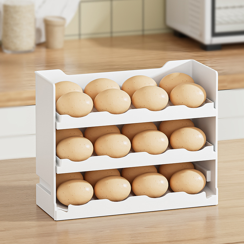 XMDS Egg storage box Refrigerator side door storage rack reversible Kitchen shelf Egg tray crisper Save space Egg tray