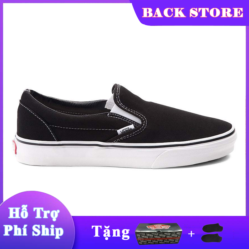 [HCM]Giày thể thao lười nam nữ Vans Lười Đen [ Tặng Box + Vớ ]