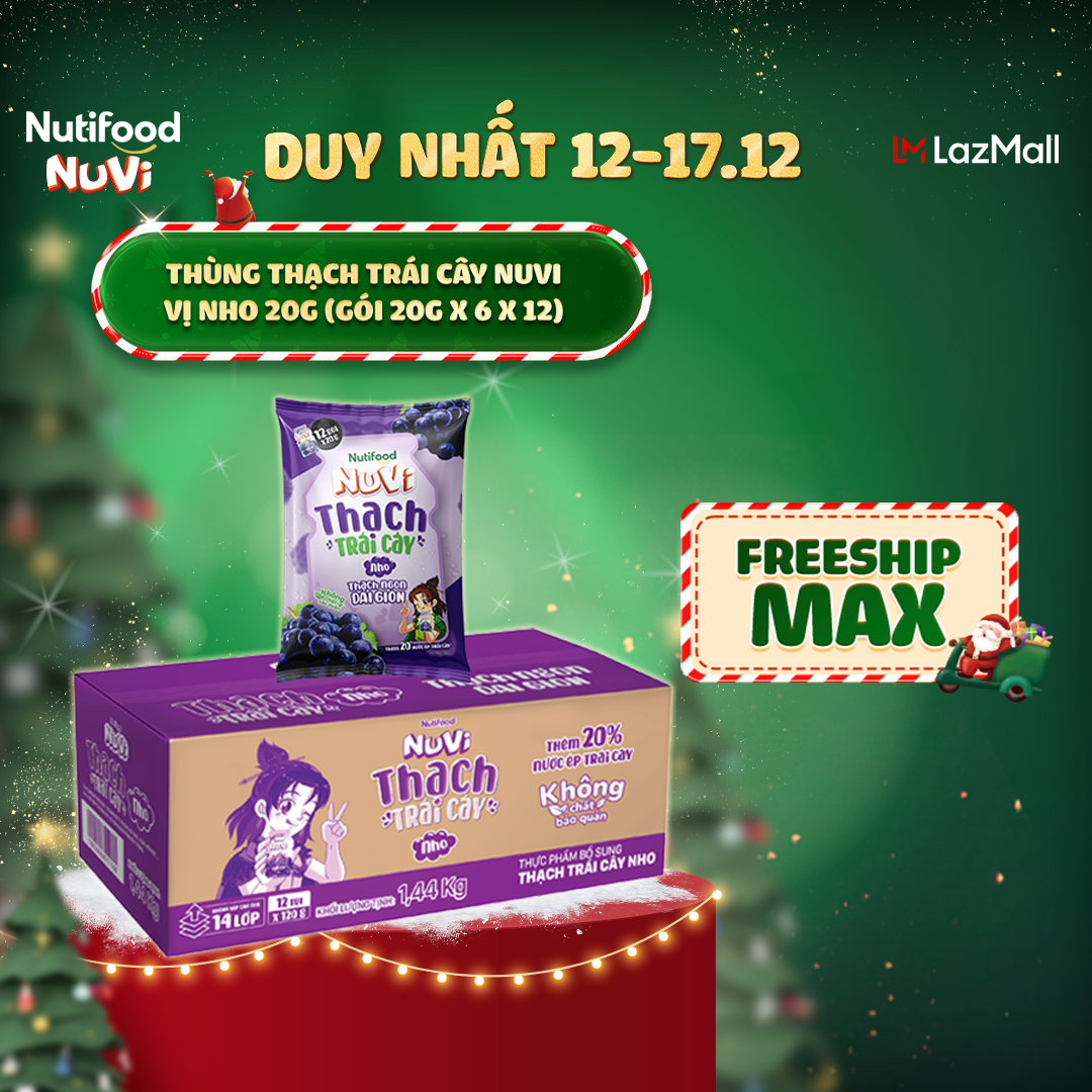 Thùng 24 Túi Thạch Trái Cây NuVi Vị Nho 110ml