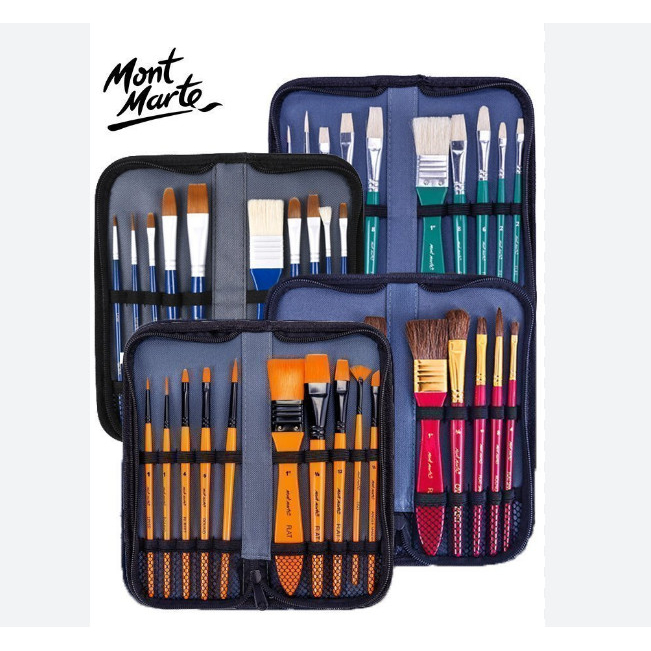 Bộ Cọ Vẽ 10 cây Mont Marte Kèm Túi
