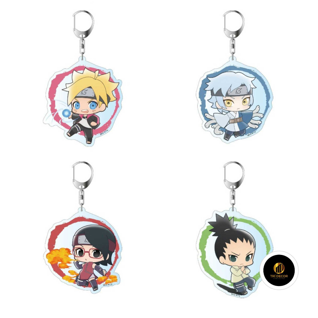 ( Mica trong acrylic) Móc khóa Boruto: Naruto Next Generations in hình anime chibi