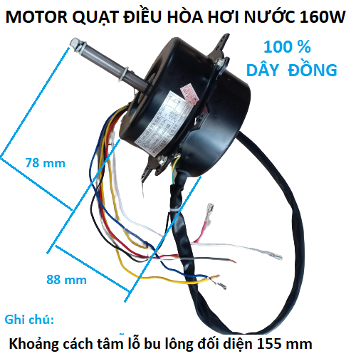 Motor quạt điều hòa hơi nước 160w - Lõi đồng - Tặng tụ điện và sơ đồ đấu dây
