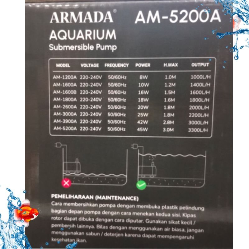 Pompa Kolam Air Mancur Hidroponik ARMADA AM 5200A