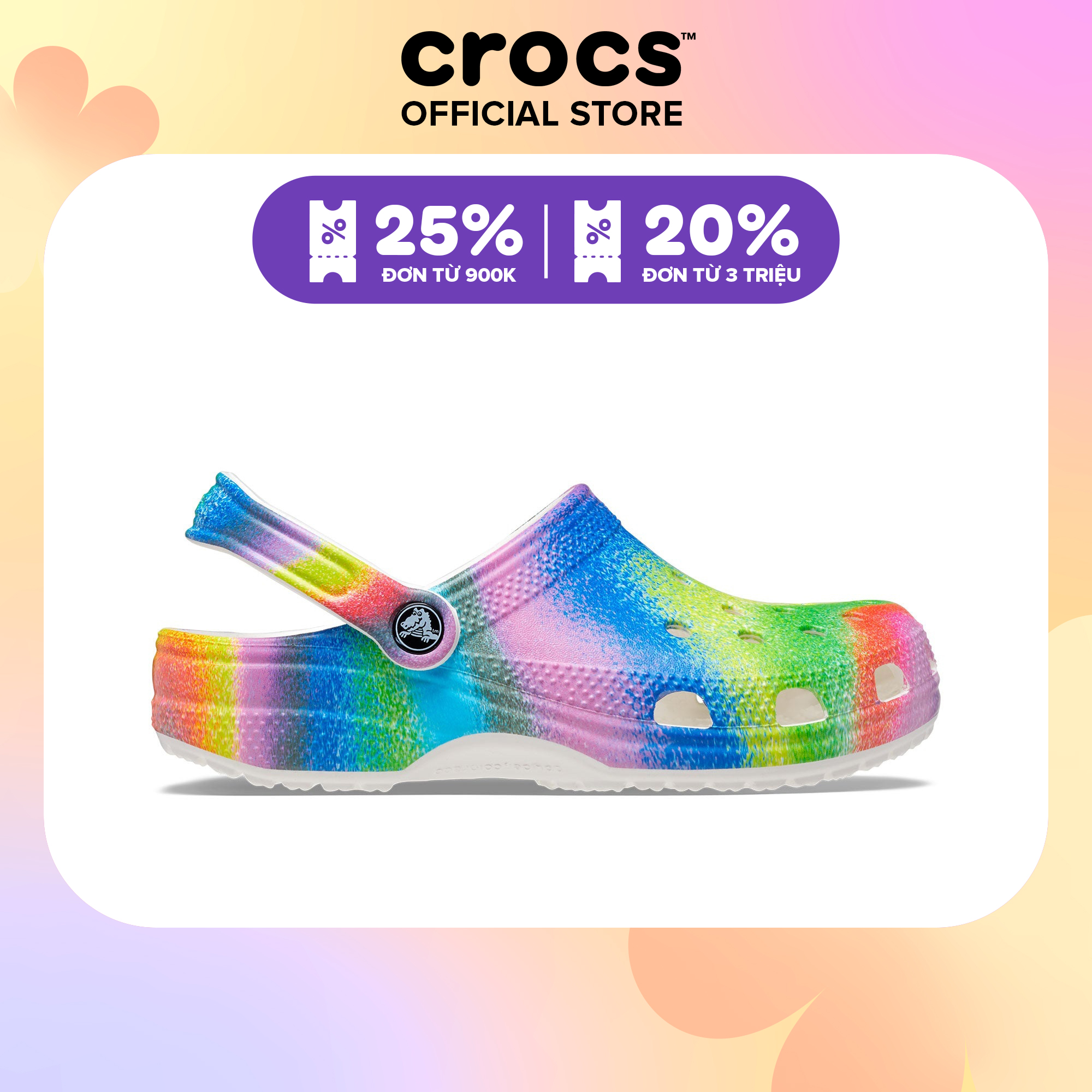 Giày Clog Unisex Crocs Spray Dye Classic - White