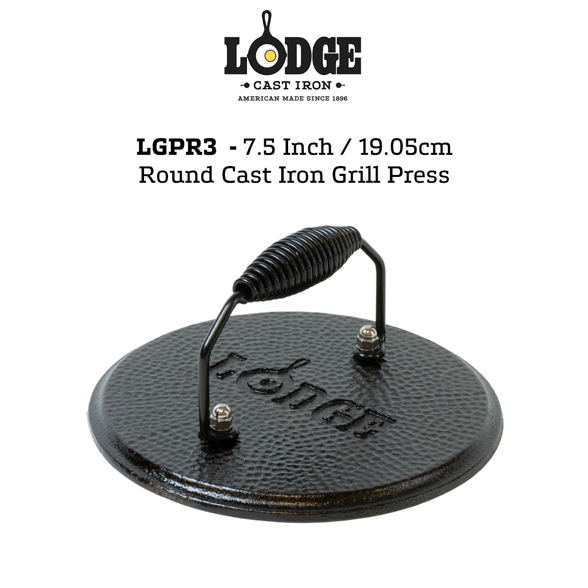 Lodge LGPR3 Cast Iron Round Grill Press