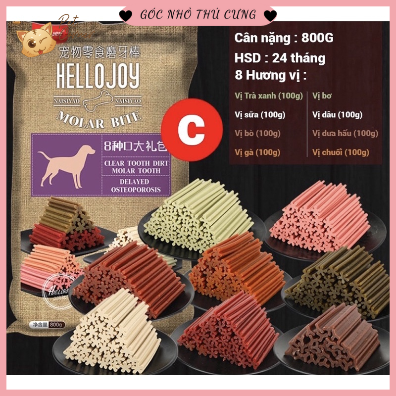 [CAO CẤP] Xương gặm làm sạch răng cho chó Hello Joy gói 800gr