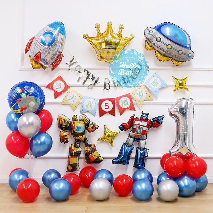 Bóng trang trí sinh nhật chủ đề Robot đại chiến - Người Máy - Transformer + Số Tuổi