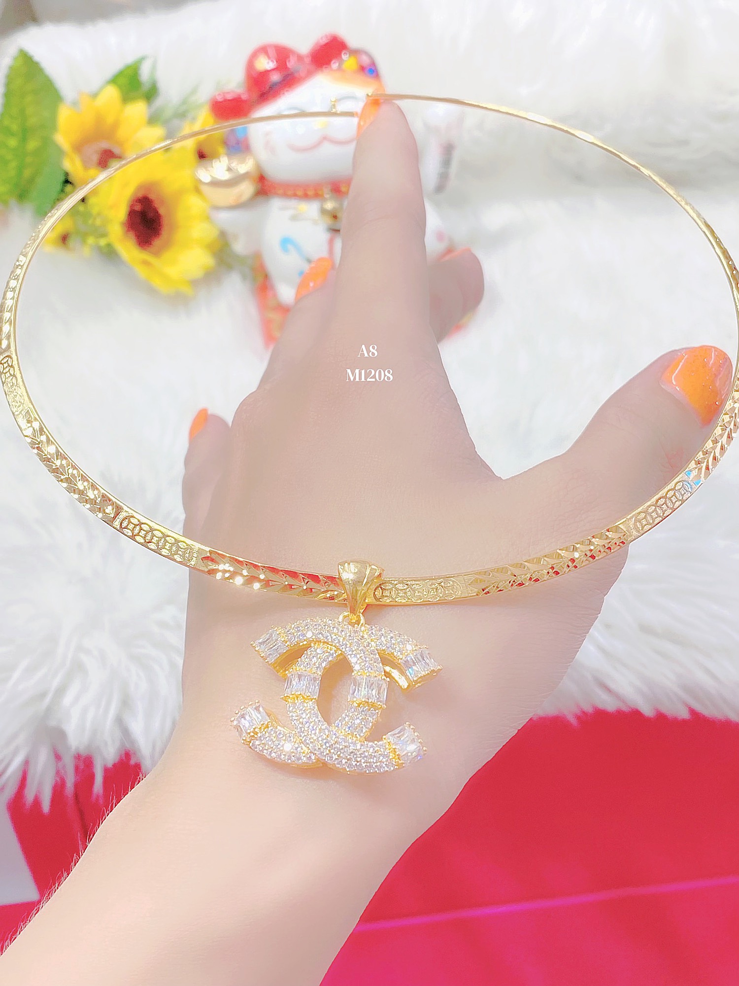 Kiềng cổ mặt xoàn mạ 18k cực đẹp h807