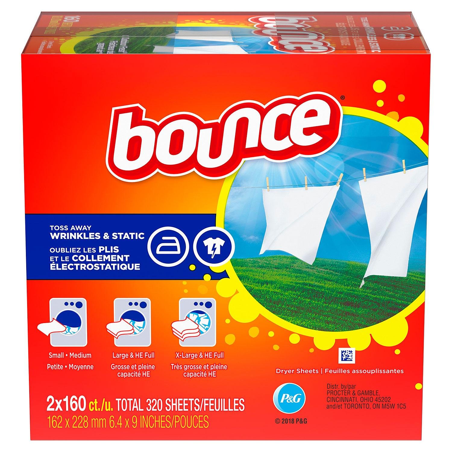 Giấy thơm quần áo bounce -set 02 hộp 320 tờ - tách lẻ 01 hộp 160 tờ