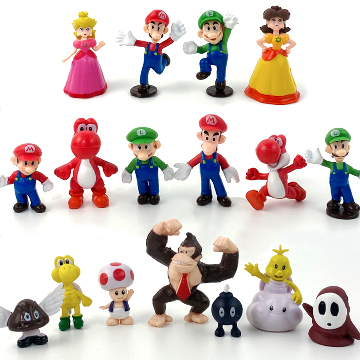 Mô hình Super Mario gồm Mario, Luigi, Yoshi, Peach, Toad, Donkey Kong, Wario, Bowser, Goomba phỐ thẢo mỘc