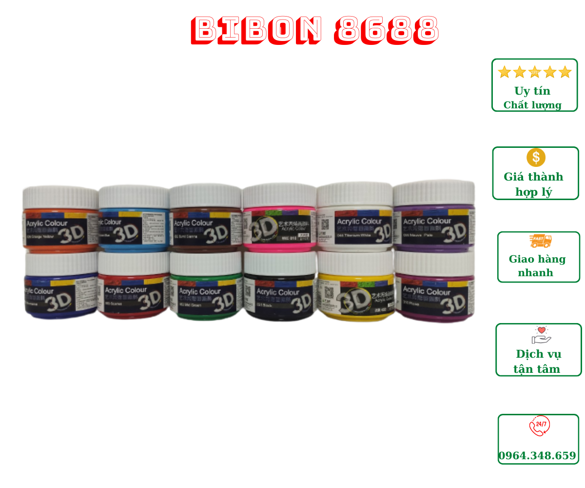 Màu vẽ Acrylic 3D hộp 100ml