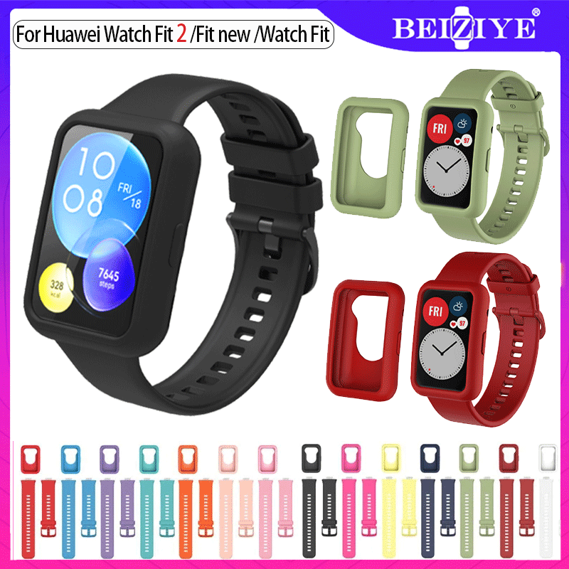 Silicone strap For Huawei Watch Fit Original replacement strap with Watch protection case for Huawei Watch Fit band Accessories