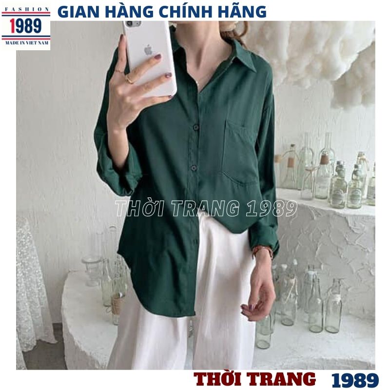 Áo sơ mi trơn dài tay unisex from rộng về nhiều màu, áo sơ mi trơn basic tay phồng, sơ mi trắng đi học, sơ mi công sở, sơ mi lụa ulzzang, sơ mi kiểu, áo sơ mi nữ thời trang hàn quốc-THỜI TRANG 1989