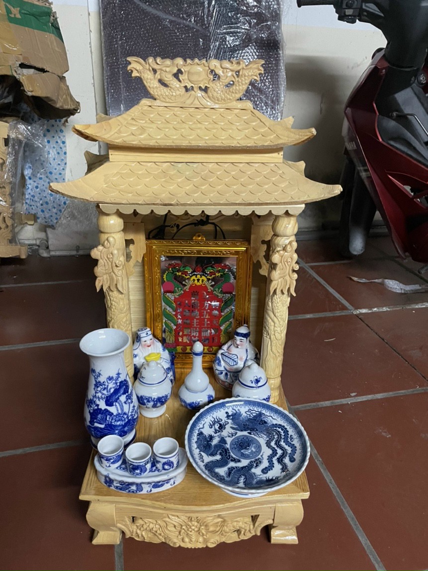 Bộ đồ thờ thần tài ông địa (ban thờ kích thước 41 cm)