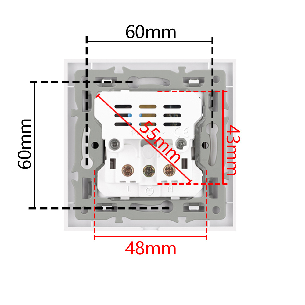 Cross-border 82 type USB socket tempered glass panel switch socket 5V2A concealed wall round box socket wholesale