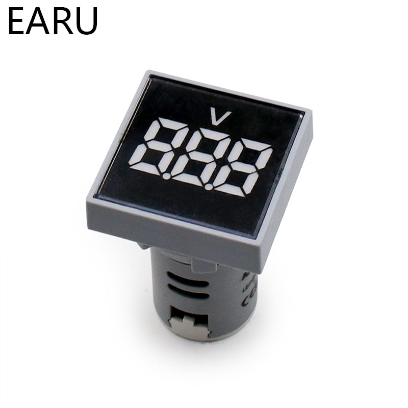 22mm Square Diy Mini Digital Voltmeter Ac 12-500v Volt Voltage Tester Meter Power Led Indicator Pilot Lamp Display. 