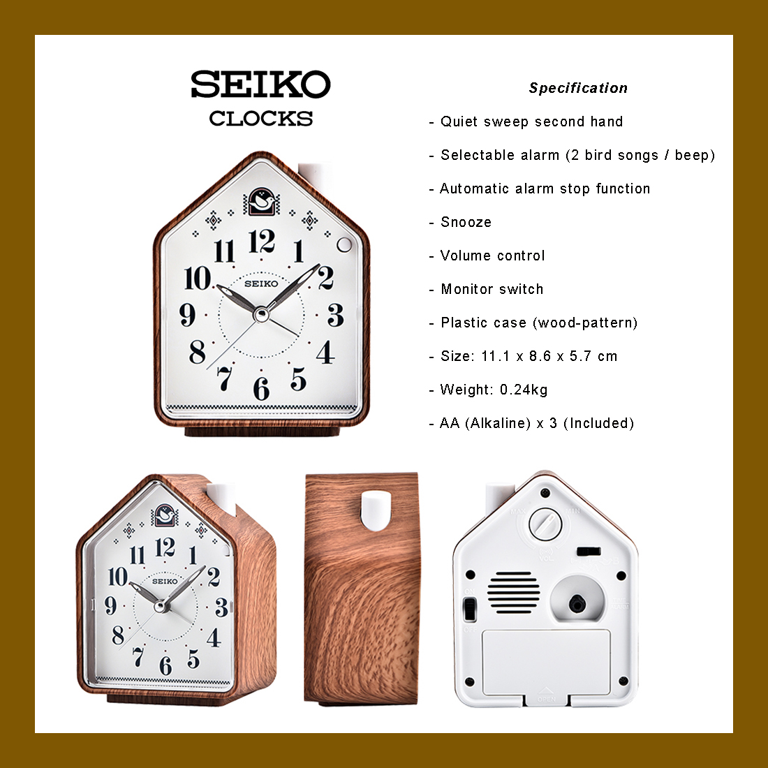 Seiko Unique Birdhouse Design Alarm Clock (QHP005A) | Lazada Singapore