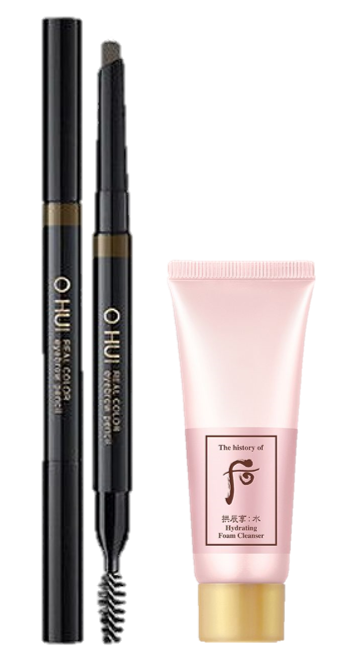 Combo Chì kẻ mày OHUI Real Color Eyebrow Pencil và Sữa rửa mặt Whoo Soo foam 40ml