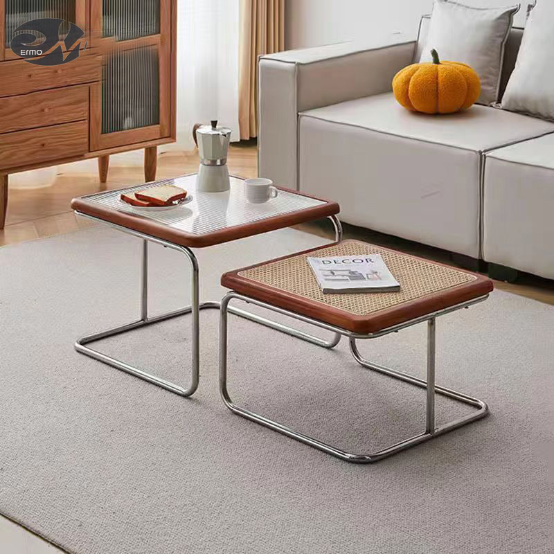 Vine woven tea table, living room, household small unit tea table combination, simple tea table, sofa, coffee table by the side