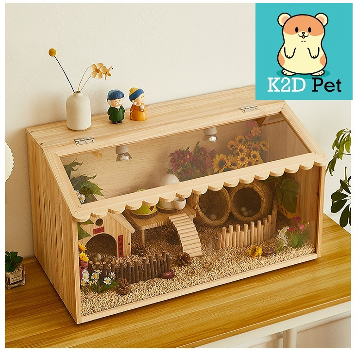L11 Lồng gỗ mặt mica cho hamster